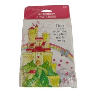 NOS‎ Tender Thoughts Girl Birthday Party Invitations Princess Castle Fairytale